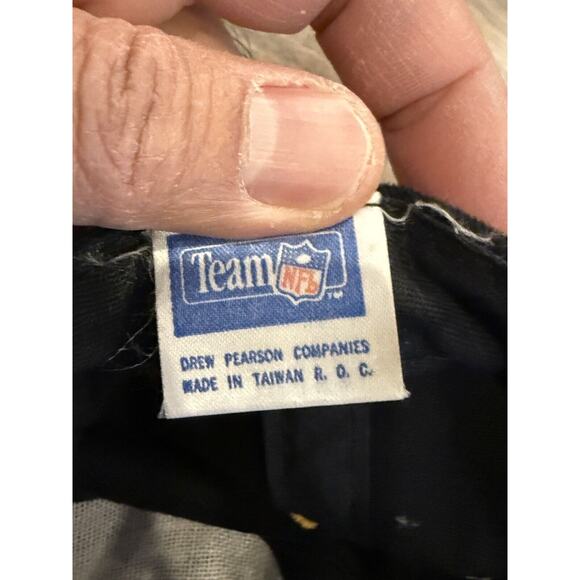 Vtg 90s NFL Drew Pearson Mens Black Yellow Pittsburg Steelers Snapback Hat Cap - Picture 7 of 8